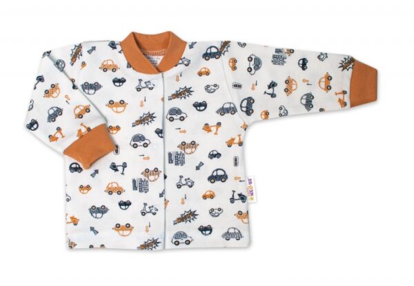 Baby Nellys  2-dílná sada, bavlněné dupačky s košilkou Car, smetanové - Image 3