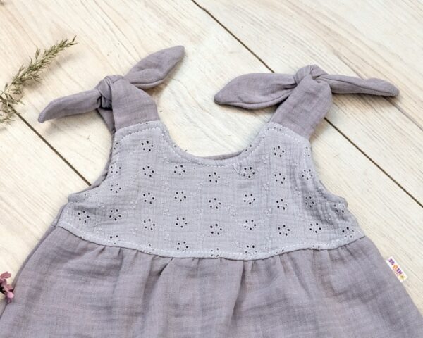 Baby Nellys Letní lehoučké mušelínové šaty Summer - šedé, vel. 68/74 - Obrázek 2