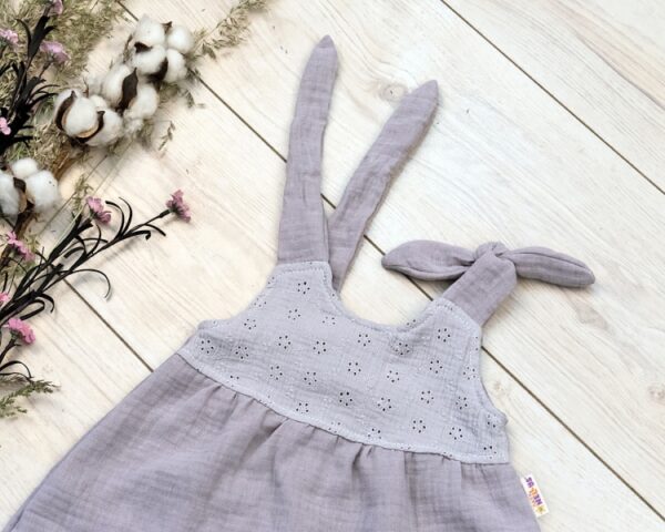 Baby Nellys Letní lehoučké mušelínové šaty Summer - šedé, vel. 68/74 - Obrázek 3
