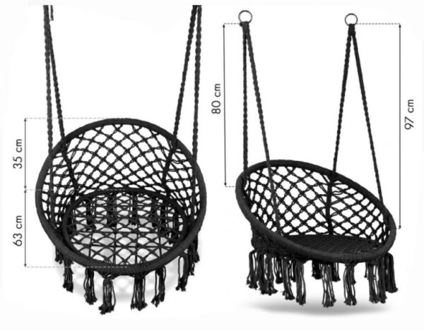 Eco toys Závěsné houpací křeslo Hamak - černé - Obrázek 7