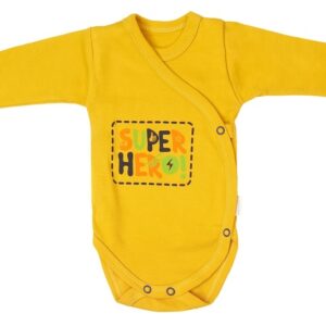 Mamatti Kojenecké body dlouhý rukáv, zapínání bokem, Hero - hořčicové