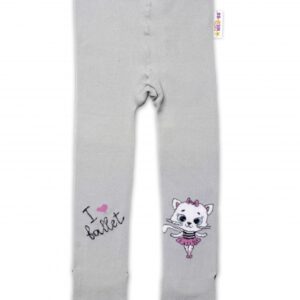 Baby Nellys Bavlněné punčocháče Kočička - šedé, vel. 104/110