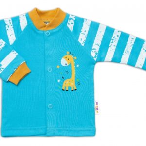 Baby Nellys Bavlněná košilka Giraffe, tyrkysová