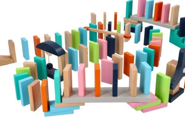 Dřevěné aktivní barevné domino, 128 ks, Adam Toys - Obrázek 5