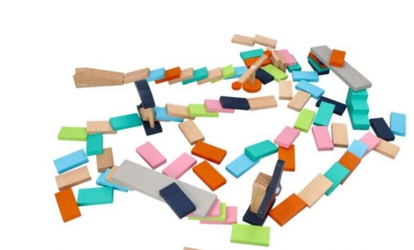 Dřevěné aktivní barevné domino, 128 ks, Adam Toys - Obrázek 2