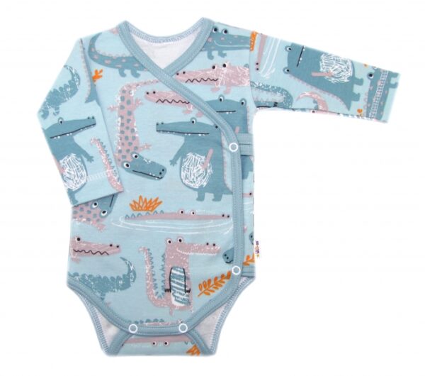 Baby Nellys 2-dílná sada, body dl.rukáv zap. bokem + polodupačky Krokodýl Eda, vel. 56 - Image 2