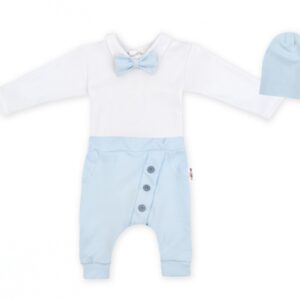 Baby Nellys 3-dílná sada Hubert, body s motýlkem, tepláčky a čepička - sv. modrá, vel. 98