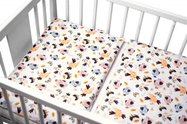 Baby Nellys 3-dílná sada, mantinel s povlečením  Ptáčci a Vážky - bílá, 120x90 cm - Obrázek 2