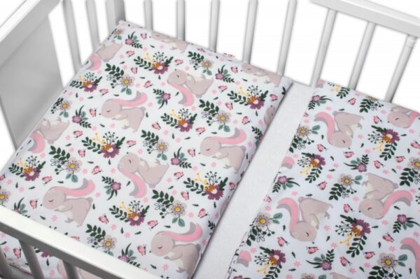 Baby Nellys 2-dílné bavlněné povlečení Králíček na louce - růžová, bílá - Obrázek 2