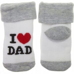 Kojenecké froté bavlněné ponožky I Love Dad, bílé/šedé 80/86
