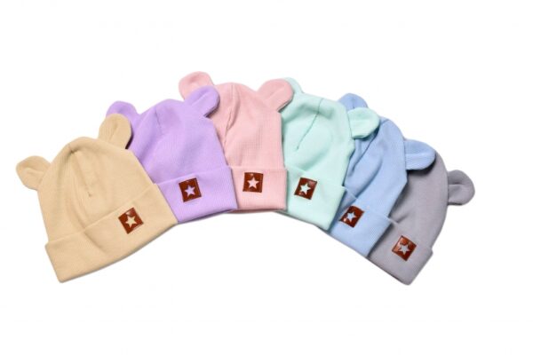 Baby Nellys Žebrovaná dvouvrstvá čepice s oušky TEDDY - sv. modrá, vel. 80/86 - Image 3