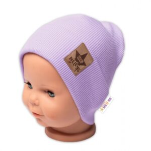 Žebrovaná dvouvrstvá čepice s lemem - lila, vel. 80/86, Baby Nellys