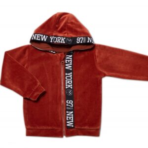 Mamatti Dětská tepláková souprava Velvet zapínání na zip, Fox, hnědá