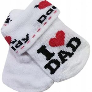 Kojenecké bavlněné ponožky I Love Dad, bílé s potiskem, vel. 80/86