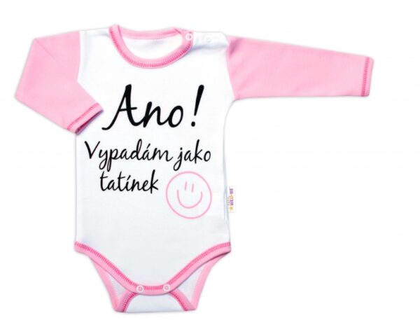 Body dlouhý rukáv s vtipným textem Baby Nellys, Ano! Vypadám jako tatínek, holka