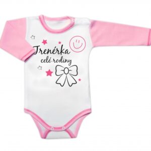 Body dlouhý rukáv s vtipným textem Baby Nellys, Trenérka celé rodiny, vel. 68