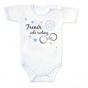 Body krátký rukáv s vtipným textem Baby Nellys, Trenér celé rodiny, vel. 86