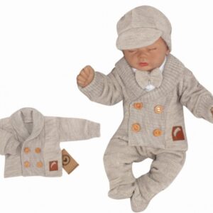 Z&Z Pletený elegantní svetřík s knoflíčky Boy, béžový