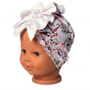 BABY NELLYS Dětská čelenka Turban Motýlci, růžová, vel. 12-24 m
