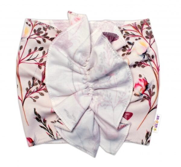 BABY NELLYS Dětská čelenka Turban Motýlci, růžová, vel. 2 - 3 roky - Obrázek 2