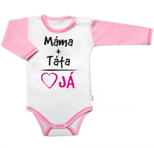 Body dlouhý rukáv s vtipným textem, Máma+Táta, vel. 68, holka