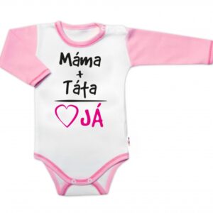 Body dlouhý rukáv s vtipným textem Baby Nellys, Máma+Táta, vel. 86, holka