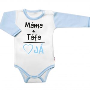 Body dlouhý rukáv s vtipným textem Baby Nellys, Máma+Táta, vel. 86, kluk