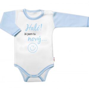 Body dlouhý rukáv s vtipným textem Baby Nellys, Haló! Já jsem tu nový, vel. 68, kluk