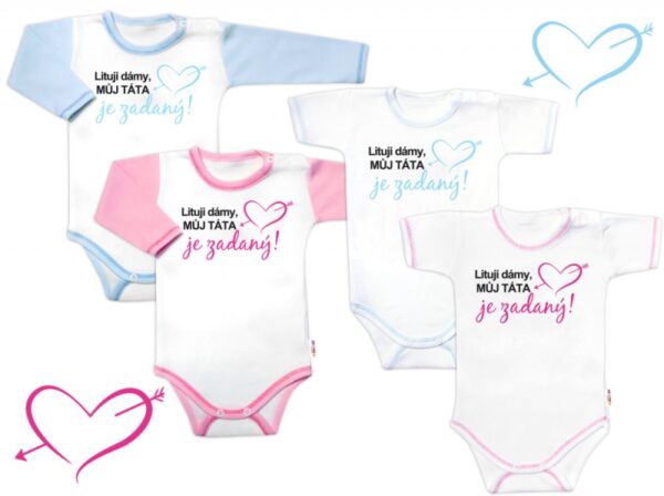 Body dl. rukáv s vtip. textem Baby Nellys, Lituji dámy, můj táta je zadaný, vel. 86 - Image 2
