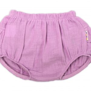 Baby Nellys 3-dílná mušelínová soupravička, body, kraťasky + čelenka GIRL, lila