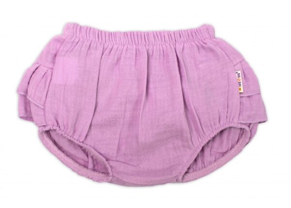 Baby Nellys 3-dílná mušelínová soupravička, body, kraťasky + čelenka GIRL, lila - Image 2