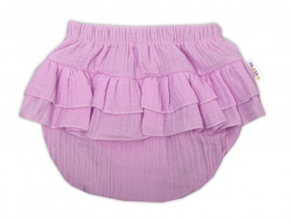 Baby Nellys 3-dílná mušelínová soupravička, body, kraťasky + čelenka GIRL, lila - Image 3