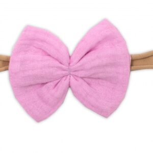 Baby Nellys 3-dílná mušelínová soupravička, tunika/halenka, kraťasky, čelenka, růžová