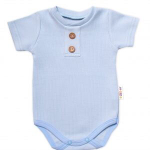 Baby Nellys Kojenecké žebrované body s knoflíčky kr. rukáv, Boy - sv. modré, vel. 68