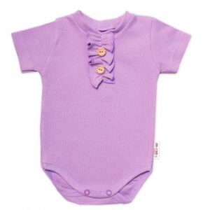 Baby Nellys Kojenecké žebrované body s knoflíčky kr. rukáv, Girl - lila, vel. 68