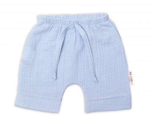 Baby Nellys 2-dílná mušelínová soupravička, tričko + kraťasky BOY, světle modrá - Image 3