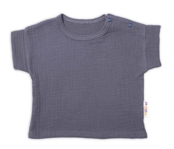 Baby Nellys 2-dílná mušelínová soupravička, tričko + kraťasky BOY, granát - Image 2