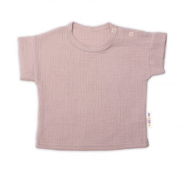 Baby Nellys 2-dílná mušelínová soupravička, tričko + kraťasky BOY, béžová - Image 2
