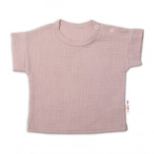 Baby Nellys 2-dílná mušelínová soupravička, tričko + kraťasky BOY, béžová, vel. 62