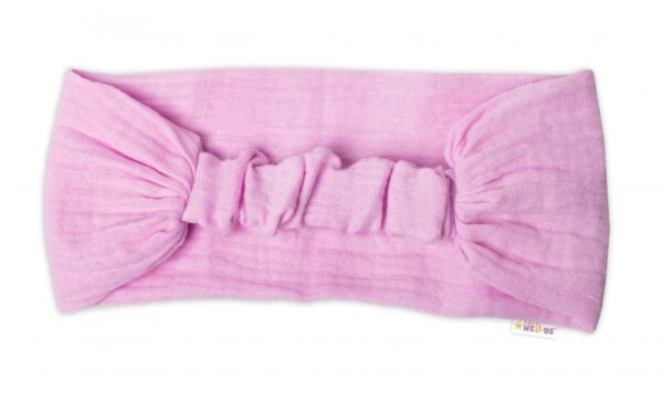Lehká mušelínová čelenka Bandana, růžová, vel. 104/110 - Image 2