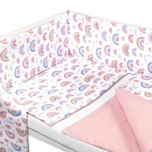 Mantinel s povlečením 3D, Duha, pastelová s potiskem/pudrová, Baby Nellys