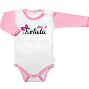 Body dlouhý rukáv s vtipným textem Baby Nellys, Malá Koketa, holka, vel. 86