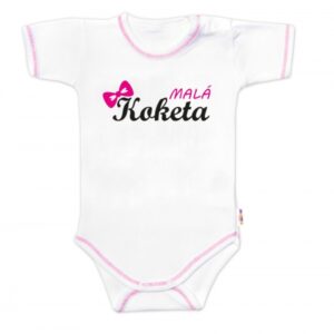 Body krátký rukáv s vtipným textem Baby Nellys, Malá Koketa, holka, vel. 86