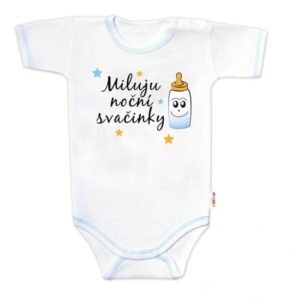 Body krátký rukáv s vtipným textem Baby Nellys, Miluju noční svačinky, vel. 68, kluk