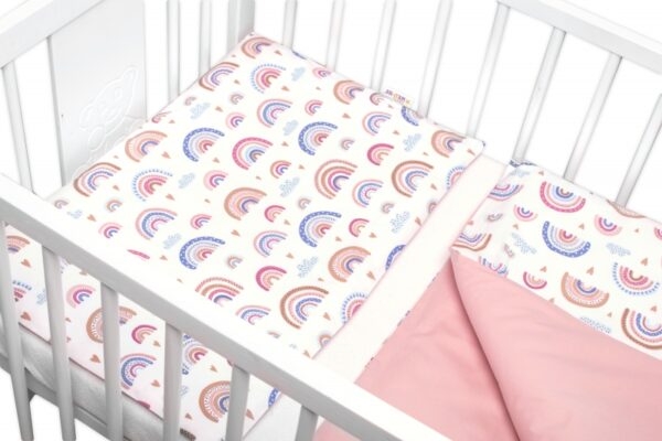 Bavlněné povlečení do postýlky 2D, Duha, pastelová s potiskem/pudrová, Baby Nellys - Obrázek 2