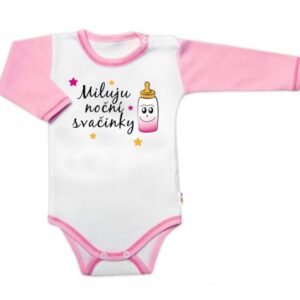 Body dl. rukáv s vtip. textem Baby Nellys,  Miluju noční svačinky, vel. 74, holka