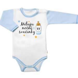 Body dl. rukáv s vtip. textem Baby Nellys, Miluju noční svačinky, vel. 86, kluk
