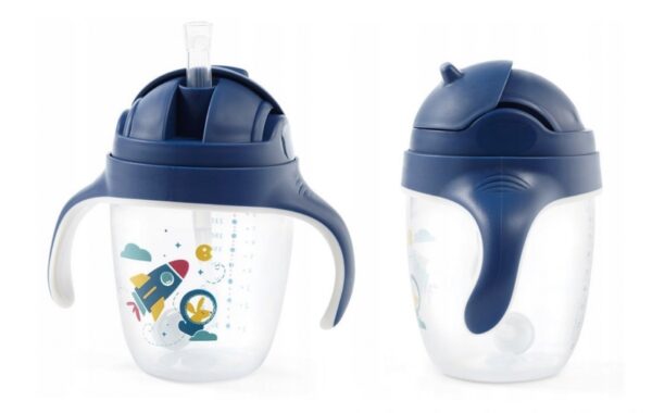 BabyOno Nekapající hrneček se zatíženým brčkem, 240 ml, modrý - Image 2