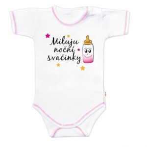 Body krátký rukáv s vtipným textem Baby Nellys, Miluju noční svačinky, vel. 68, holka