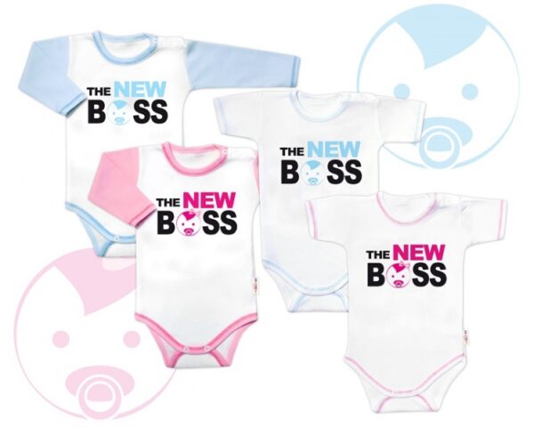 Body dlouhý rukáv s vtipným textem Baby Nellys, The New Boss, vel. 68, kluk - Image 2